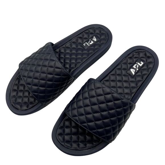 APL Athletic Propulsion Labs Mens 11 Slides Navy Blue Lusso Quilted Sandals New - Picture 10 of 11